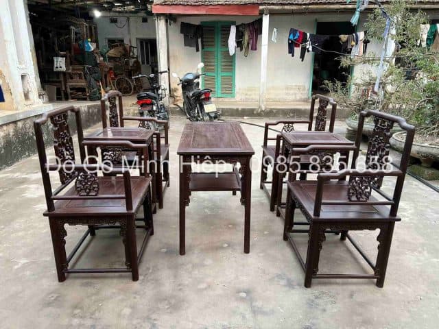 Bộ Bàn Ghế Vách Tàu Gỗ Gụ – Mã 6316