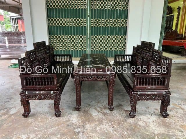 Bàn Ghế Trường Kỷ Song Tiện Ngũ Sơn Khảm